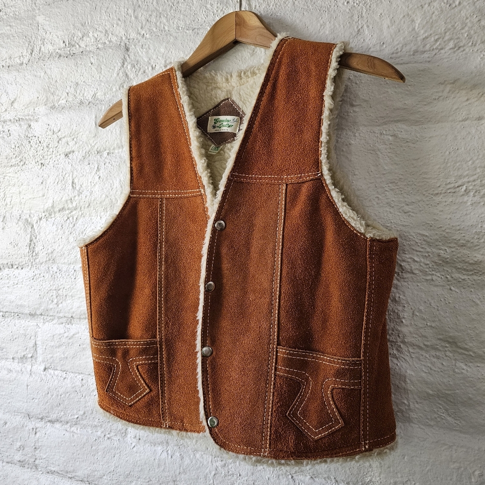 Vintage Suede Shearling Western Vest